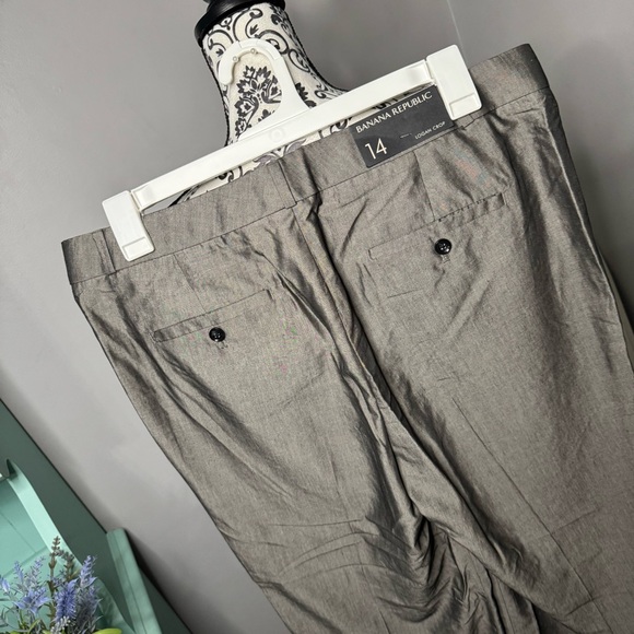 Banana Republic Silk Blend Logan Crop Mid Rise Trouser Pant Size 14 NWT - Picture 7 of 13